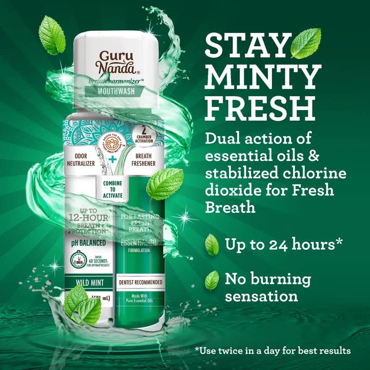 GuruNanda LLC β wholesale Mouthwash β Dual Barrel Breath Harmonizer Mouthwash, Wild Mint6