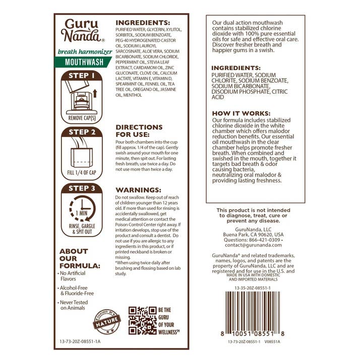 GuruNanda LLC β wholesale Mouthwash β Dual Barrel Breath Harmonizer Mouthwash, Wild Mint8