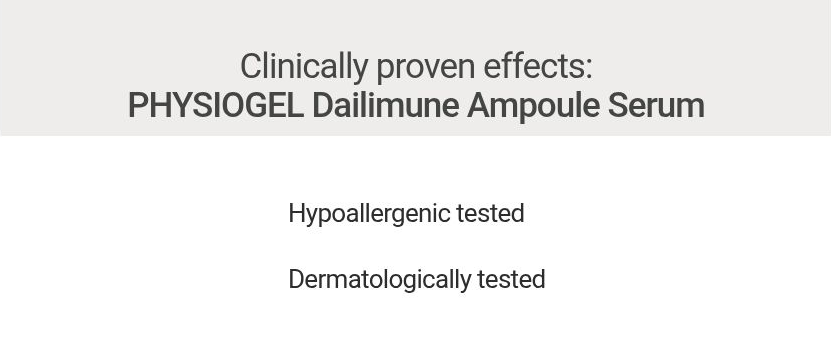 PHYSIOGEL Dailimune Ampoule 20ml - Hypoallergenic and dermatological testing information - English Olive Young product information