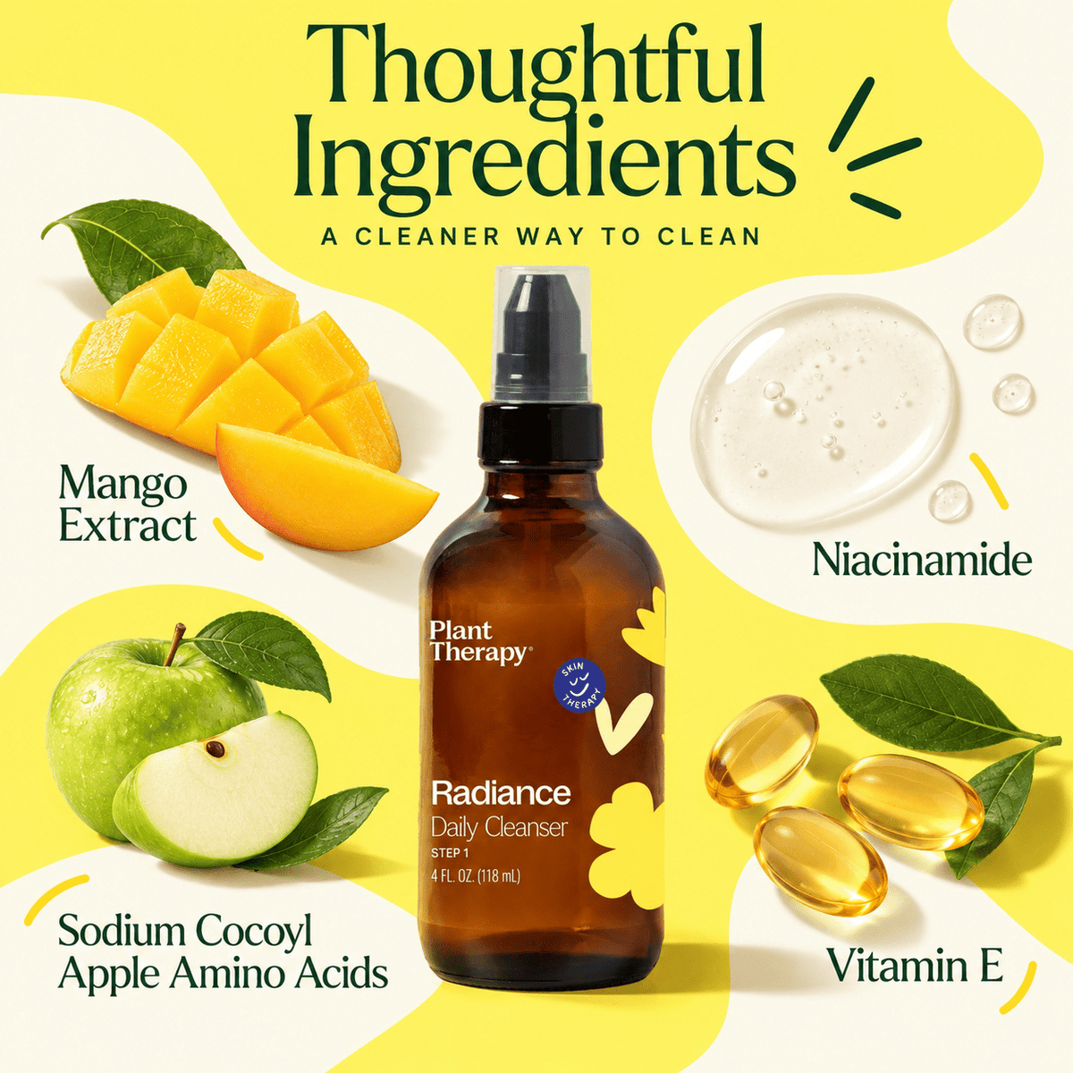 Plant Therapy Radiance Daily Cleanser ingredient highlights