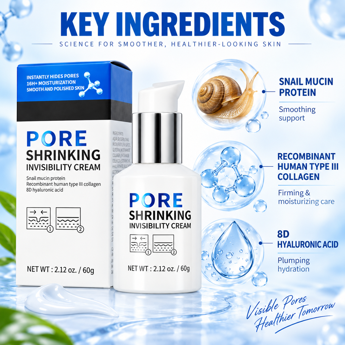 Pore Shrinking Invisibility Cream with Snail Mucin & Collagen