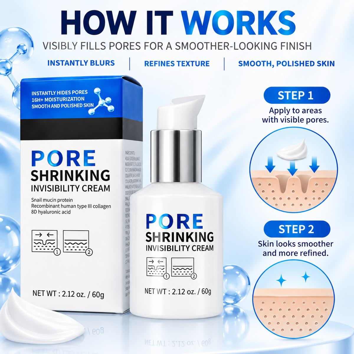 Pore Shrinking Invisibility Cream with Snail Mucin & Collagen