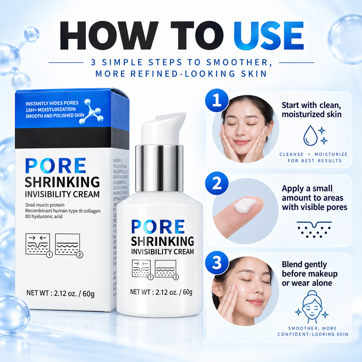 Pore Shrinking Invisibility Cream with Snail Mucin & Collagen
