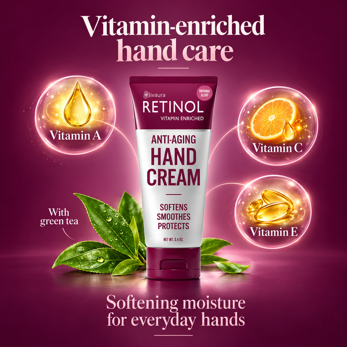 Retinol hand cream vitamin-enriched formula