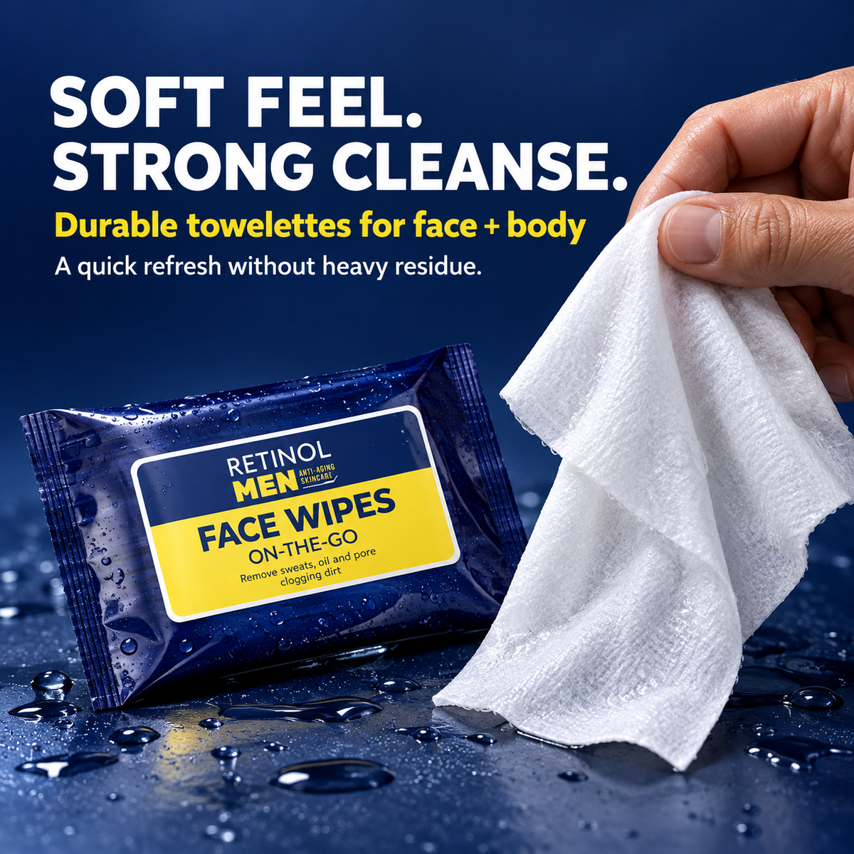 Soft durable Retinol Men face and body towelette