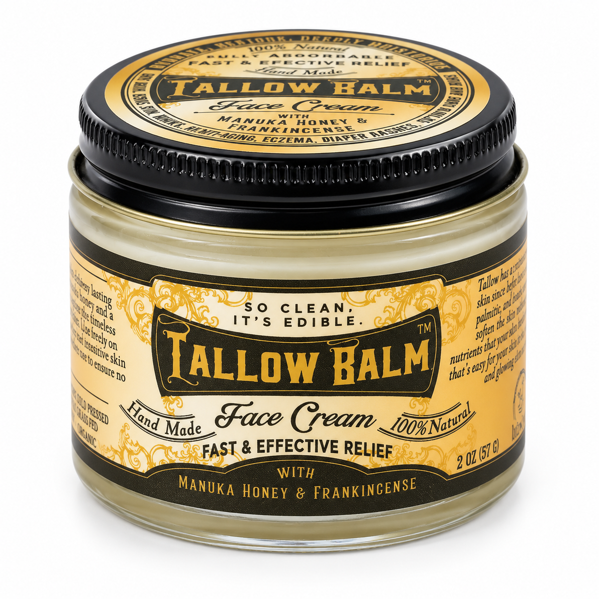 Roots and Leaves Tallow Face Cream with Manuka Honey 2 oz
