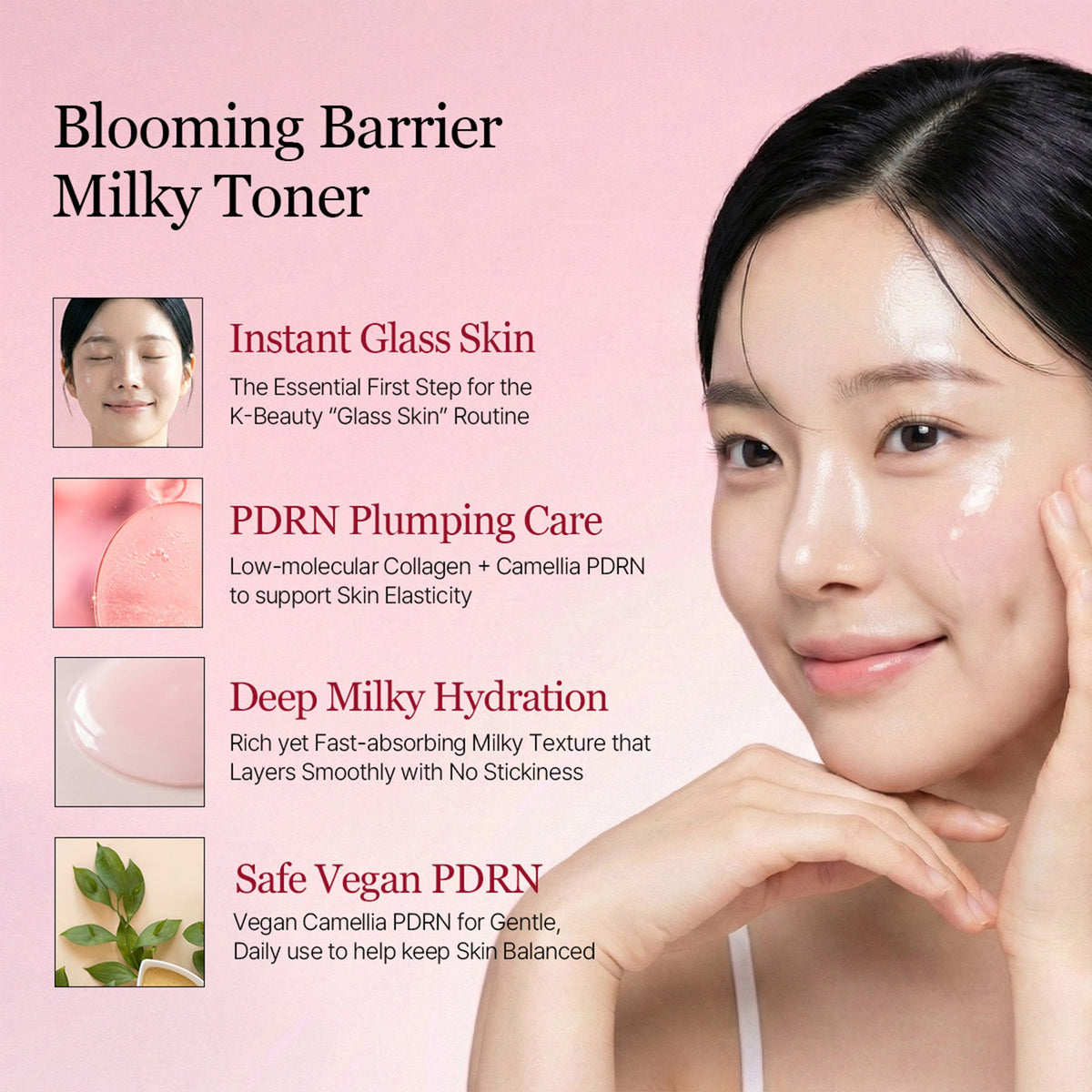 Camellia Deep Collagen Milky PDRN Toner 150ml official product infographic 4