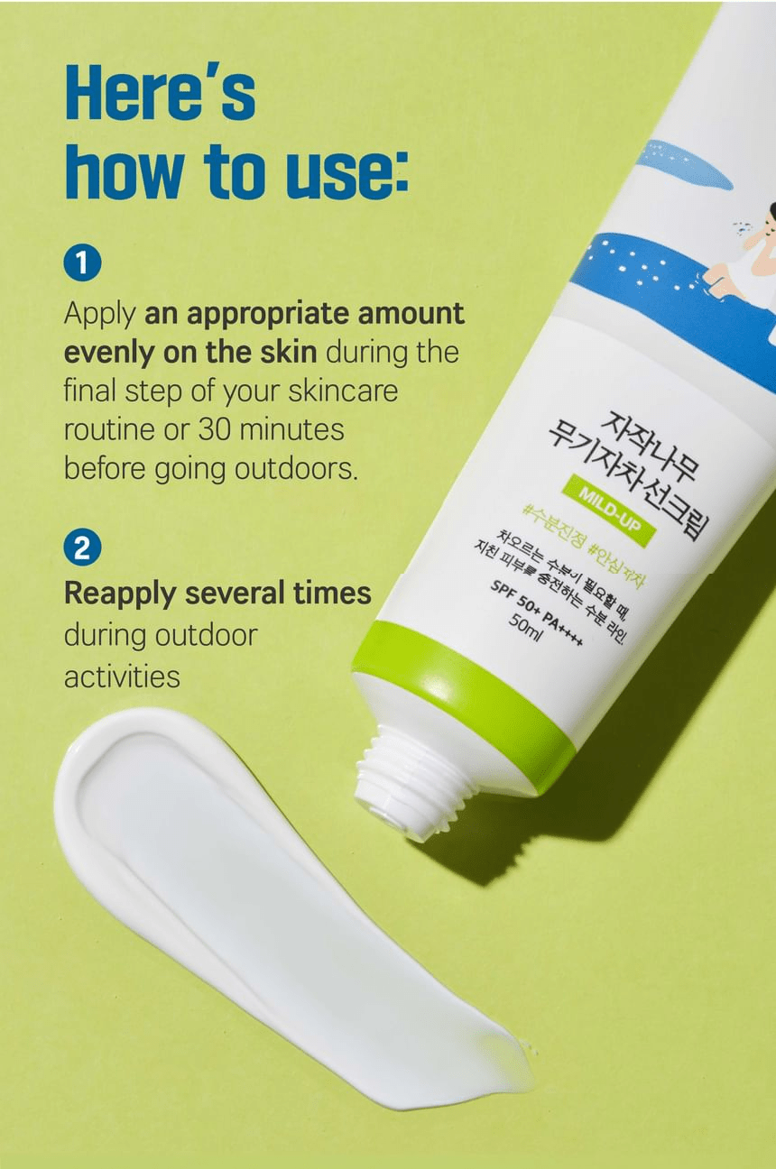 ROUND LAB Birch Juice Mild-Up Sunscreen 50ml source product information: how to use