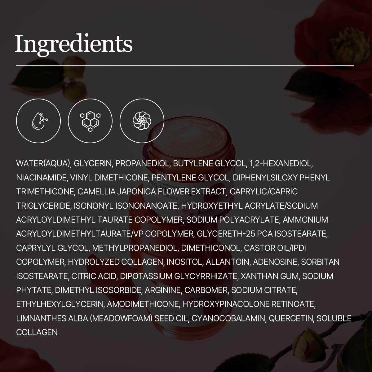 ROUND LAB Camellia Deep Collagen Firming Cream 50 ml, ingredient list