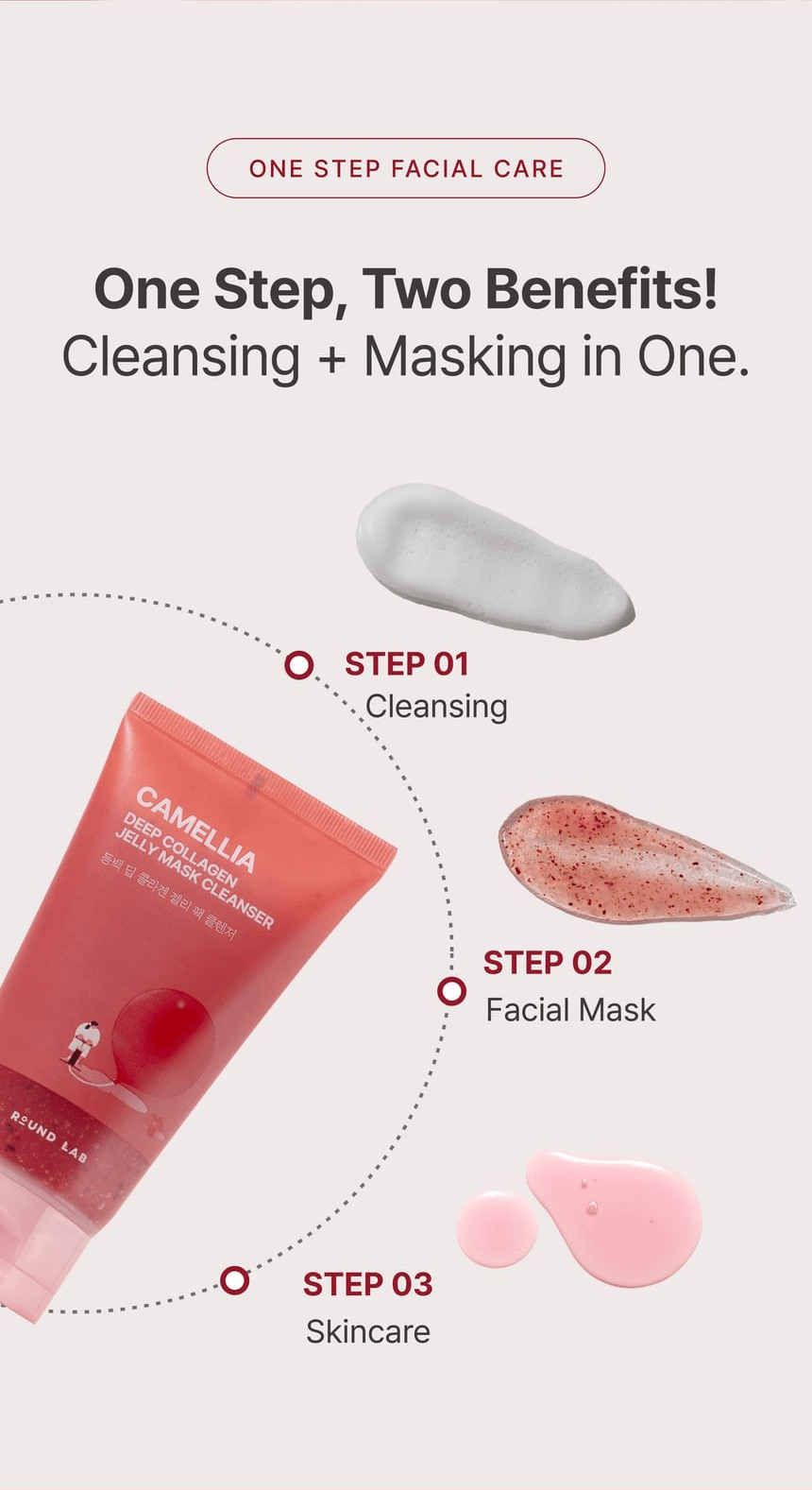Round Lab Camellia Deep Collagen Jelly Mask Cleanser 150ml - Cleansing and masking benefits in one step.