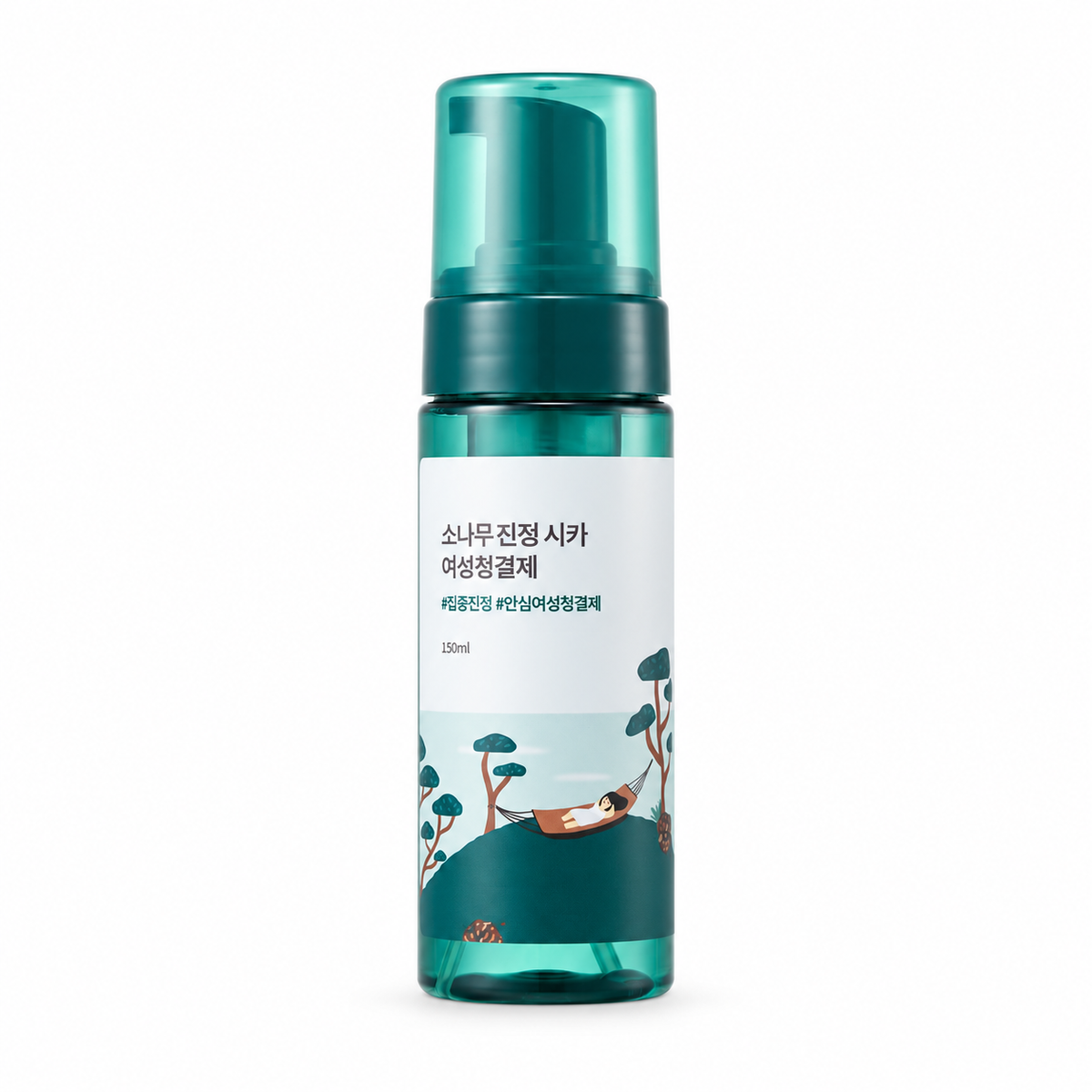 ROUND LAB Pine Calming Cica Feminine Wash 150ml, one retail product on a pure white background