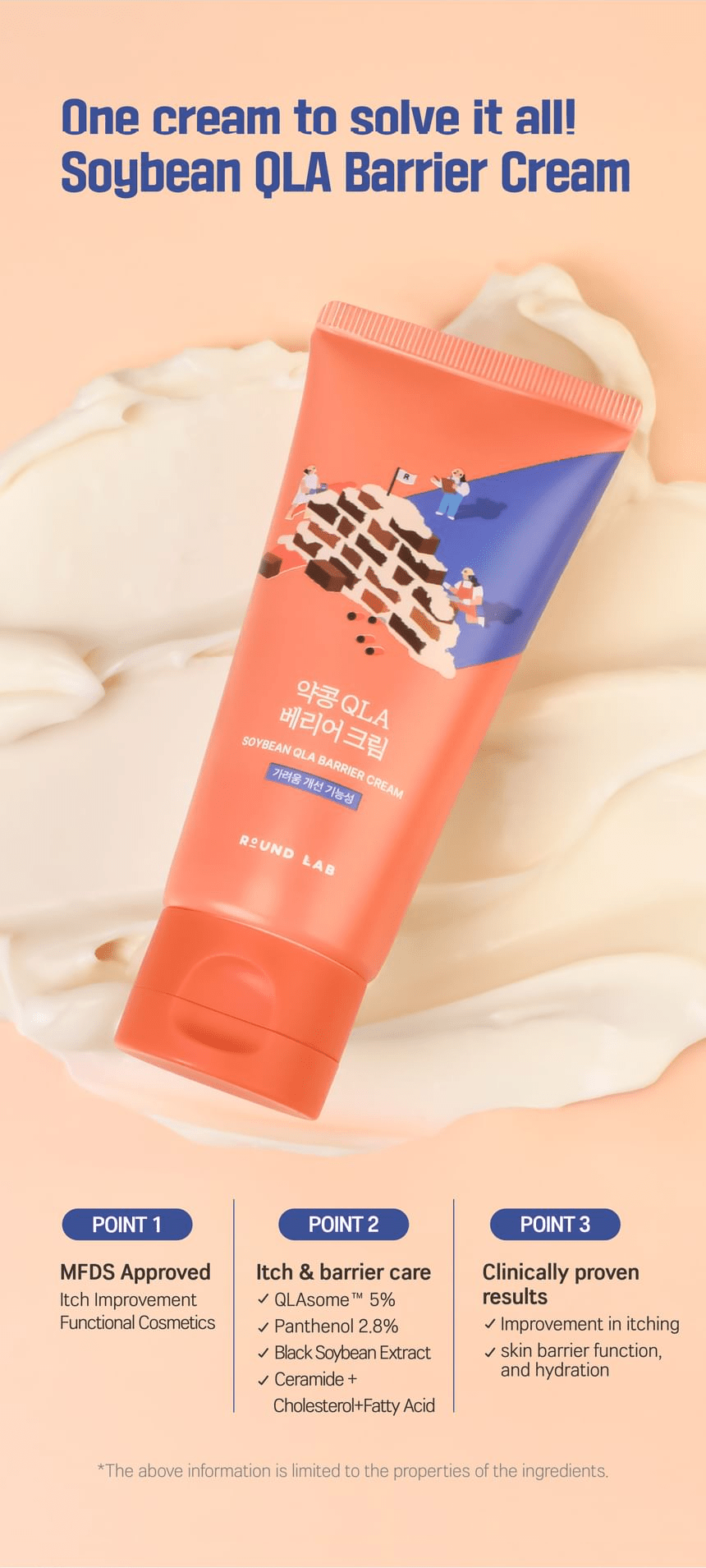 ROUND LAB Soybean QLA Barrier Cream 80ml, original YesStyle barrier care overview information panel