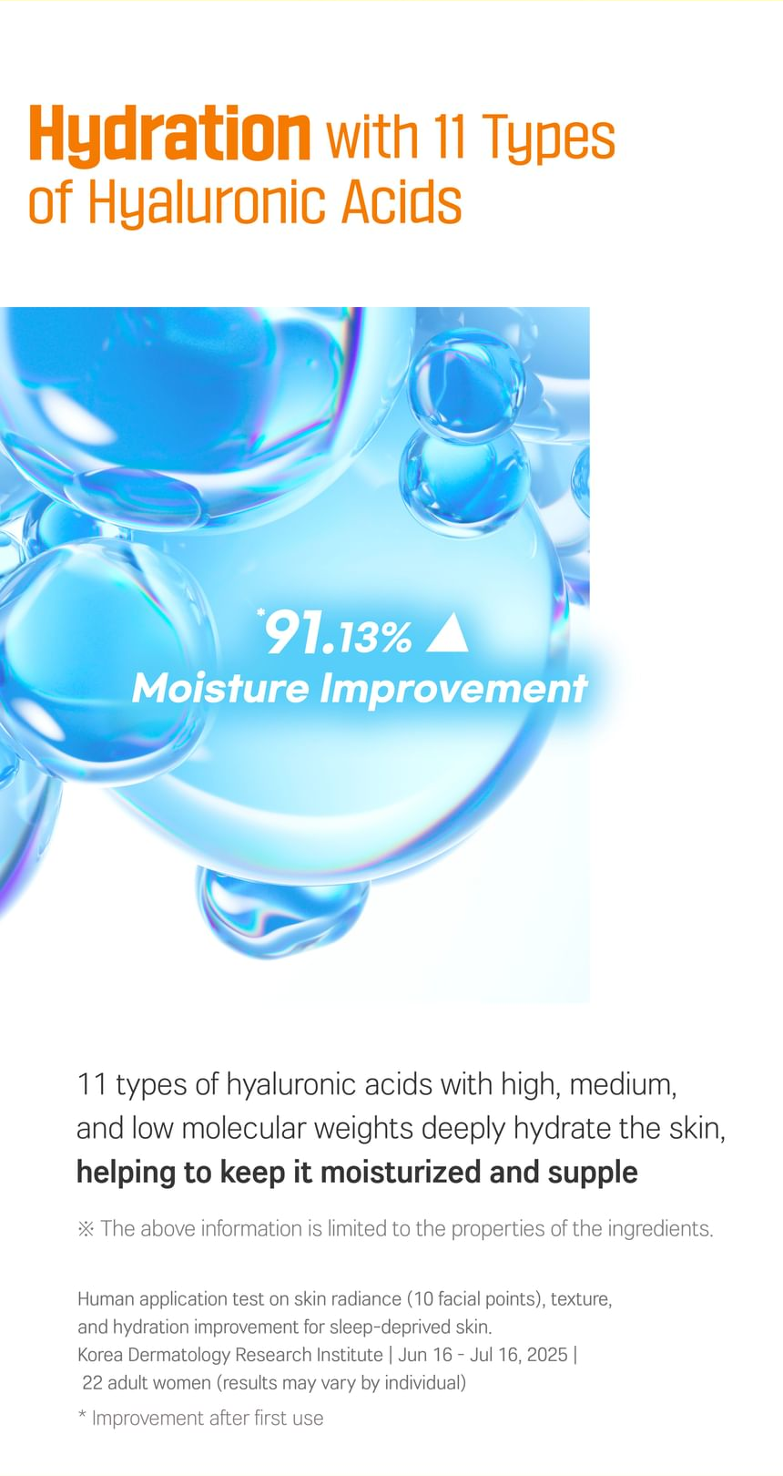 Round Lab Vita Niacinamide Glow Capsule Cream 50ml - Eleven types of hyaluronic acid and hydration results.