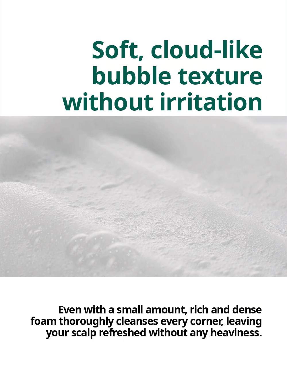 ROUND LAB Pine Calming Cica Shampoo 400ml: foam texture. English product information from Olive Young.