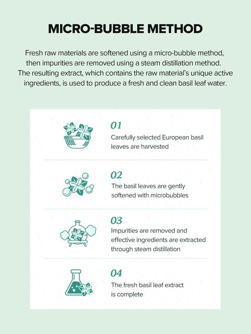 SKINFOOD Basil Teatreecinic Cooling Toner 200mL - microbubble extraction (English)