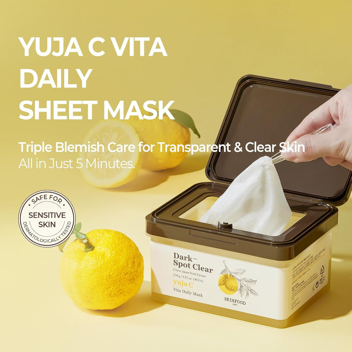 SKINFOOD Yuja C Vita Daily Mask 30 Sheets - Yuja C Vita Daily Mask Amazon English panel 1