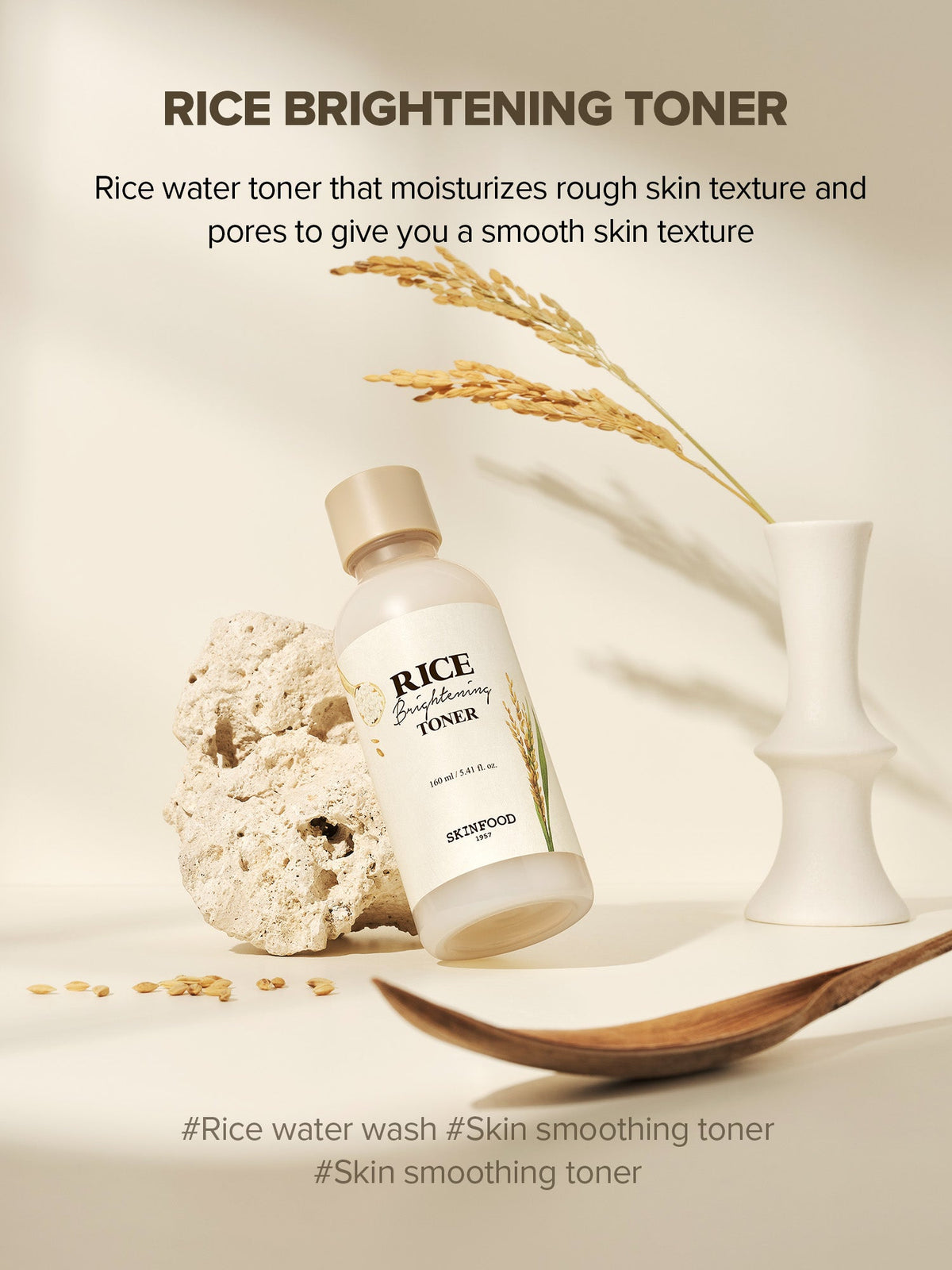 SKINFOOD Rice Brightening Toner 160mL - AU full supporting gallery panel 1
