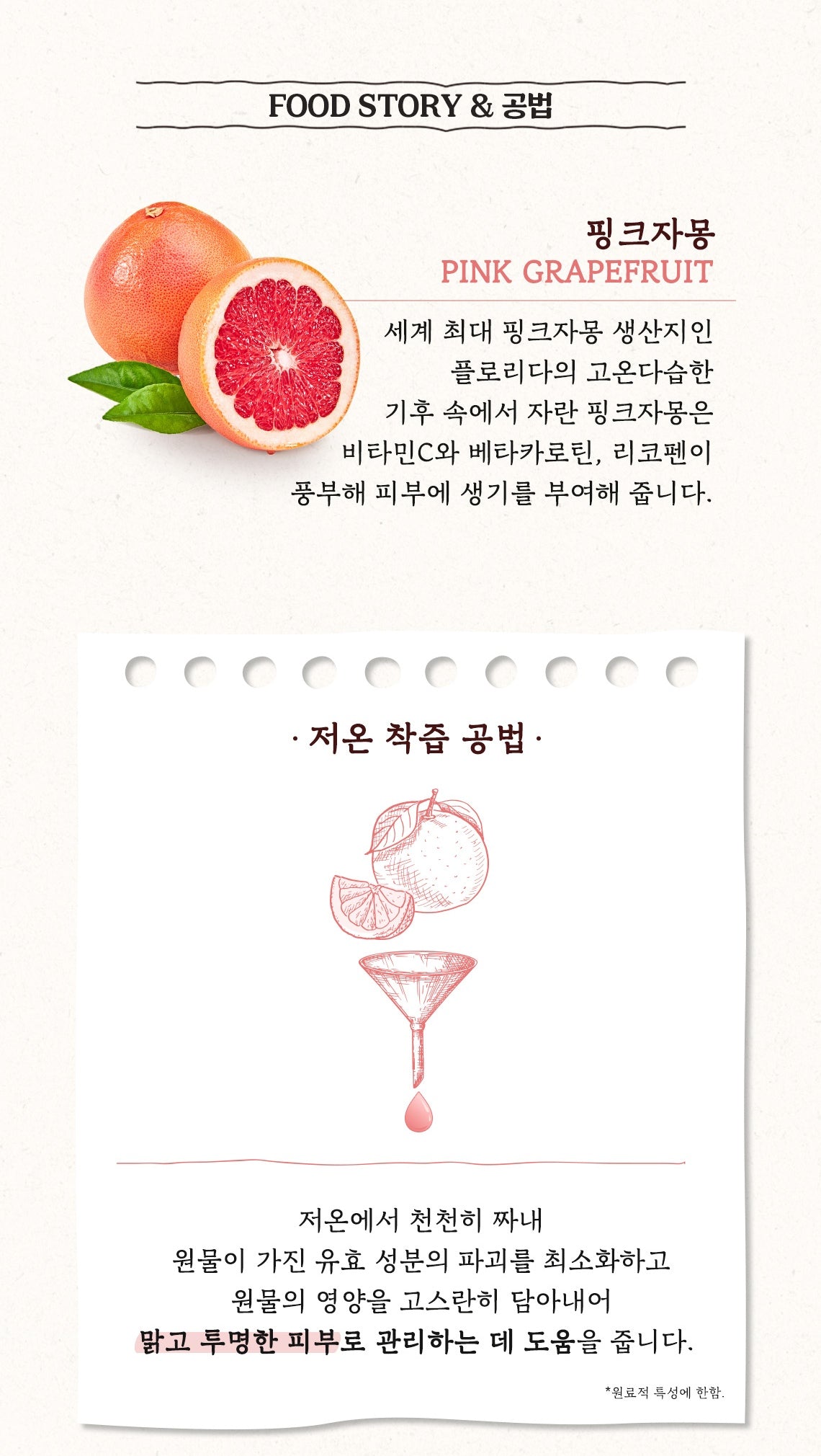 SKINFOOD Pink Grapefruit AHA Food Mask original Korean grapefruit origin