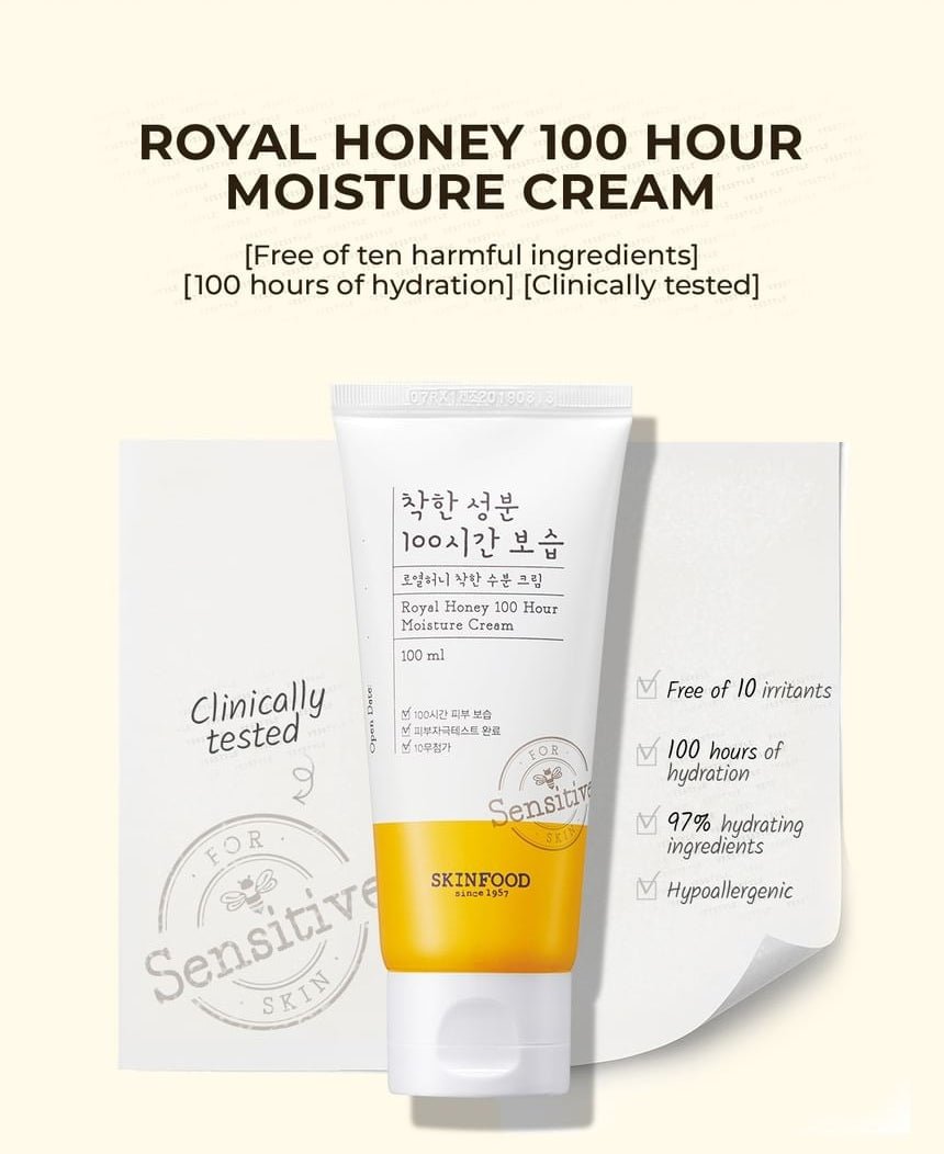 SKINFOOD Royal Honey 100 Hour Moisture Cream 100mL English introduction information