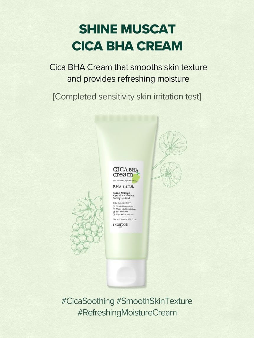 SKINFOOD Shine Muscat Cica BHA Cream English intro information