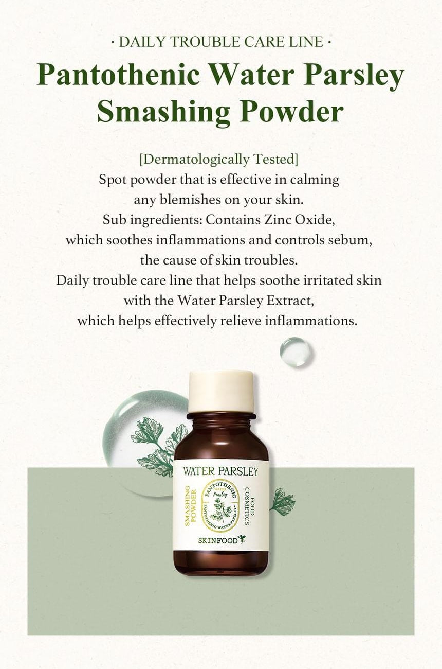 SKINFOOD Pantothenic Water Parsley Smashing Powder 15mL - overview (English source panel)