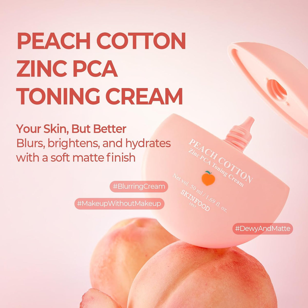 SKINFOOD Peach Cotton Zinc PCA Toning Cream English overview