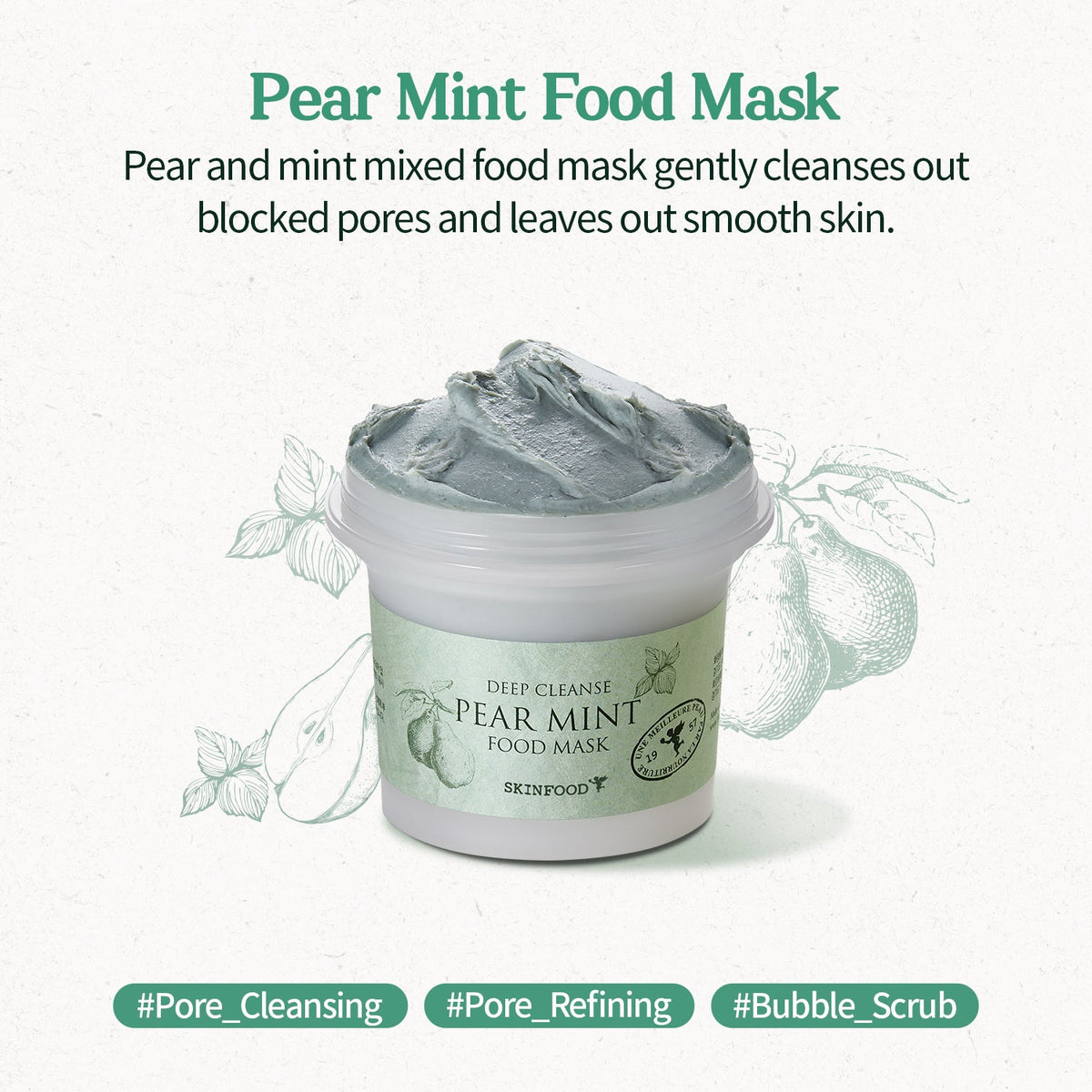 SKINFOOD Pear Mint Food Mask: English texture and product details