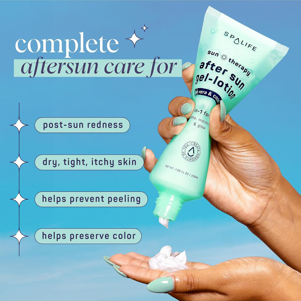 SpaLife After Sun Gel-Lotion application and after-sun care