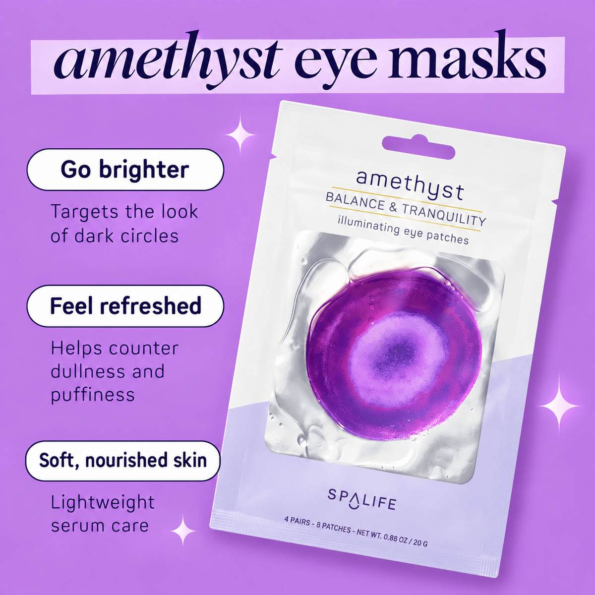 SpaLife Amethyst eye masks help brighten and refresh tired-looking skin