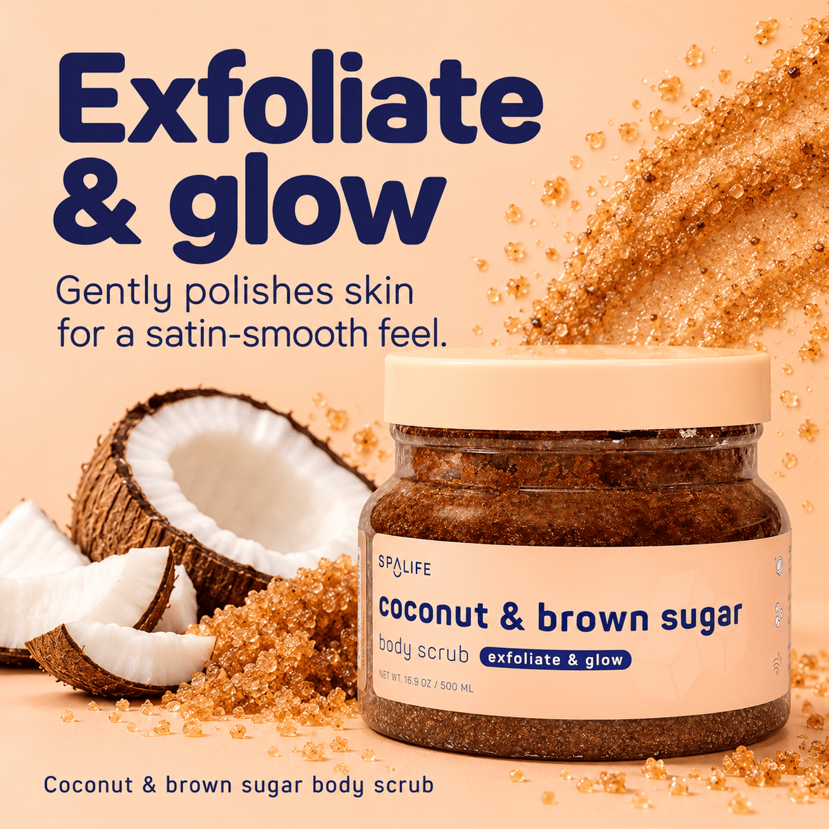 Exfoliate and glow with SpaLife Coconut & Brown Sugar Body Scrub
