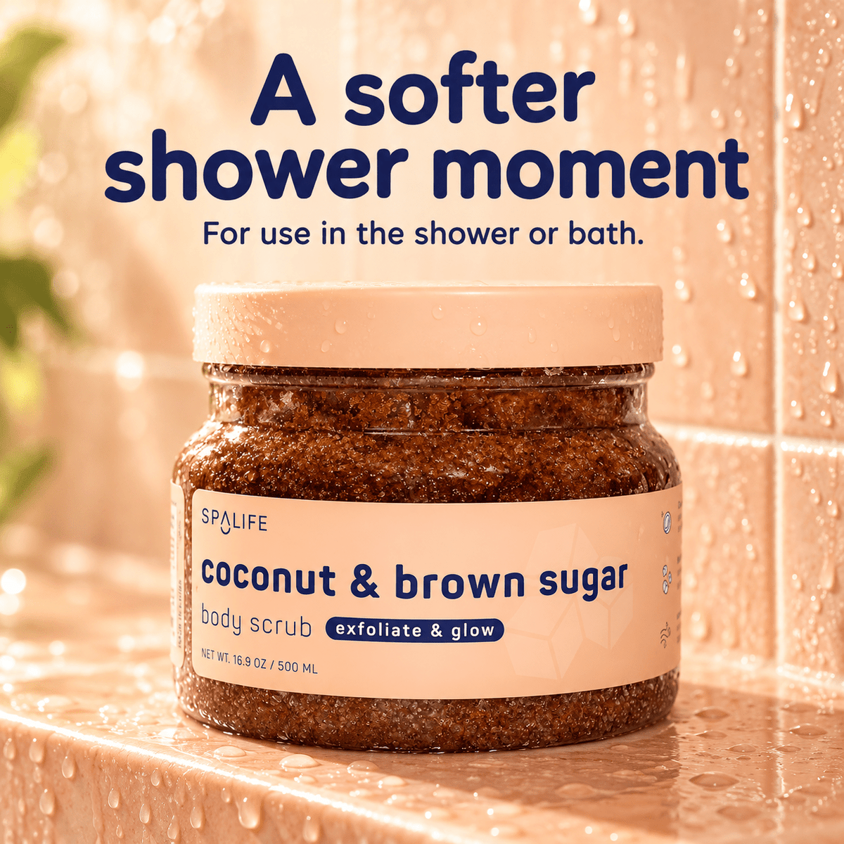 SpaLife Coconut & Brown Sugar scrub for shower or bath