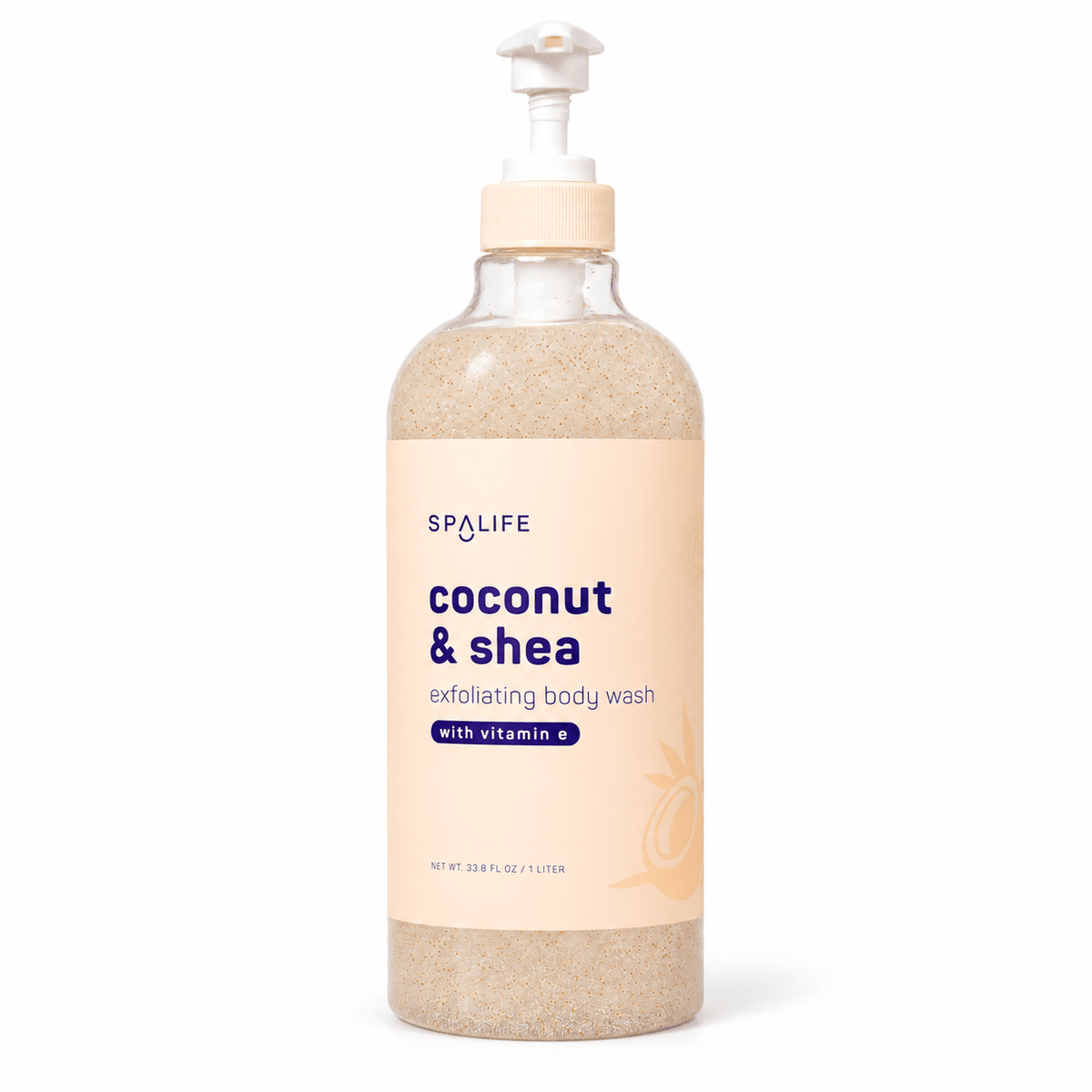 SpaLife Coconut and Shea Exfoliating Body Wash 1 L: White-background main