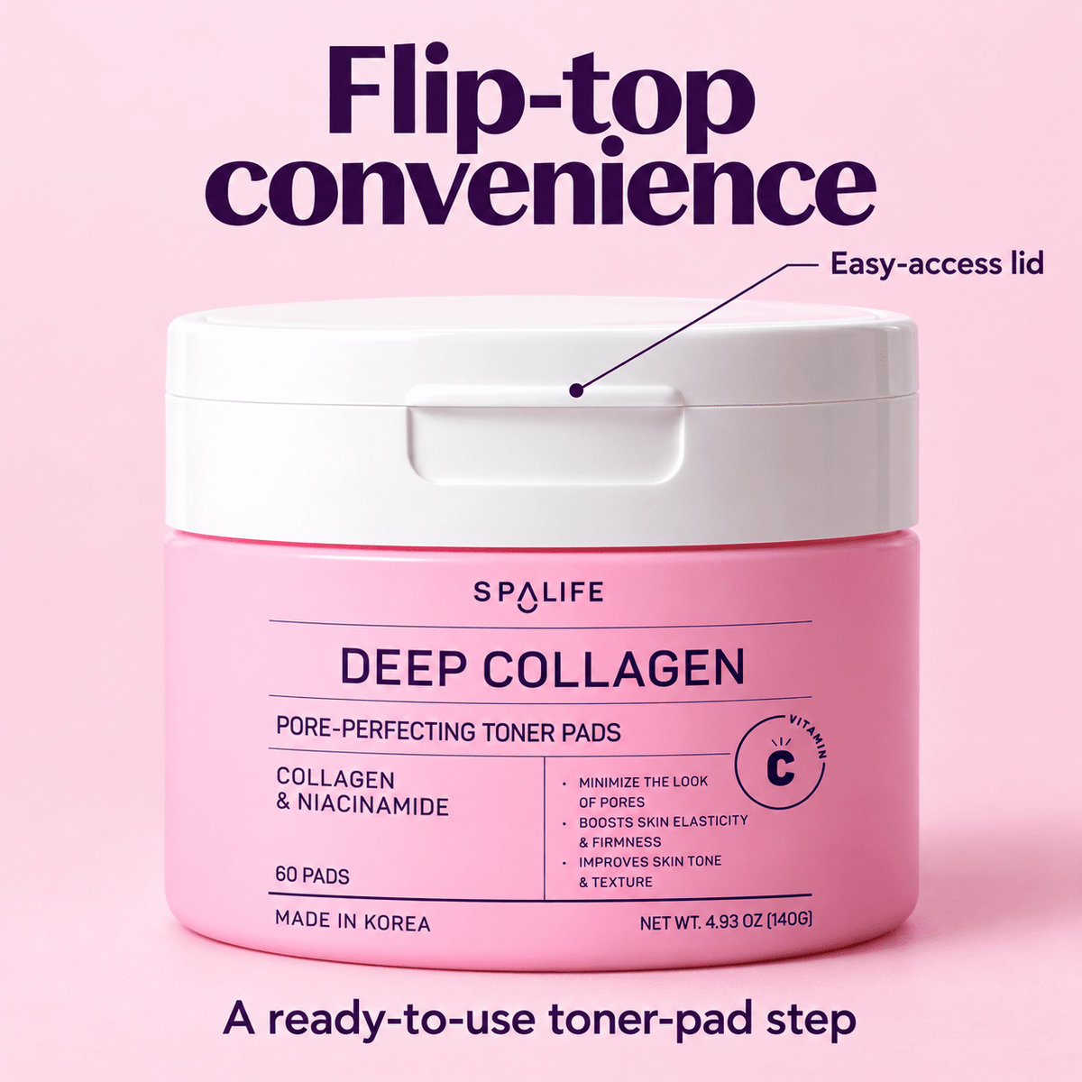 SpaLife Deep Collagen Korean Toner Pads packaging