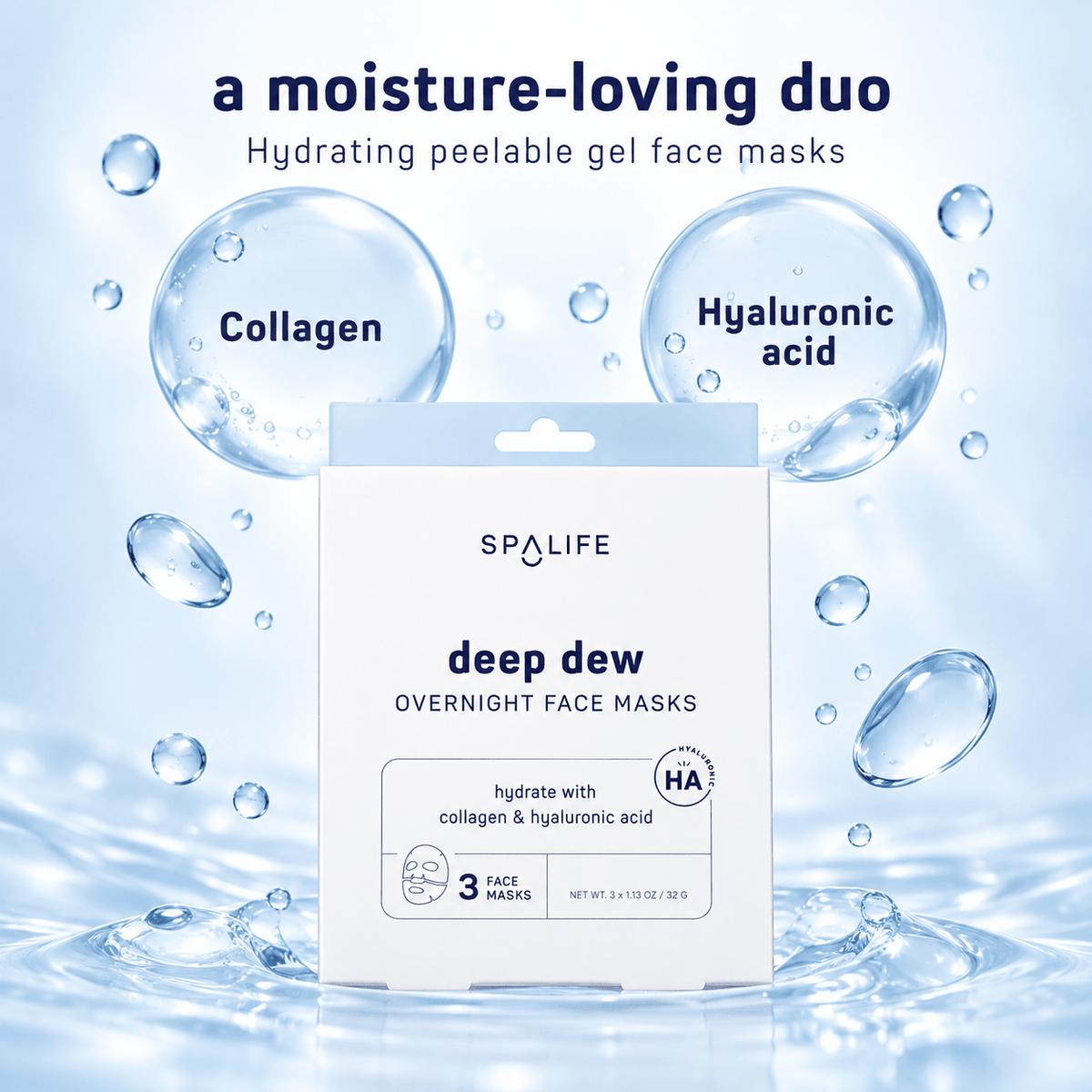 Deep Dew masks with collagen and hyaluronic acid