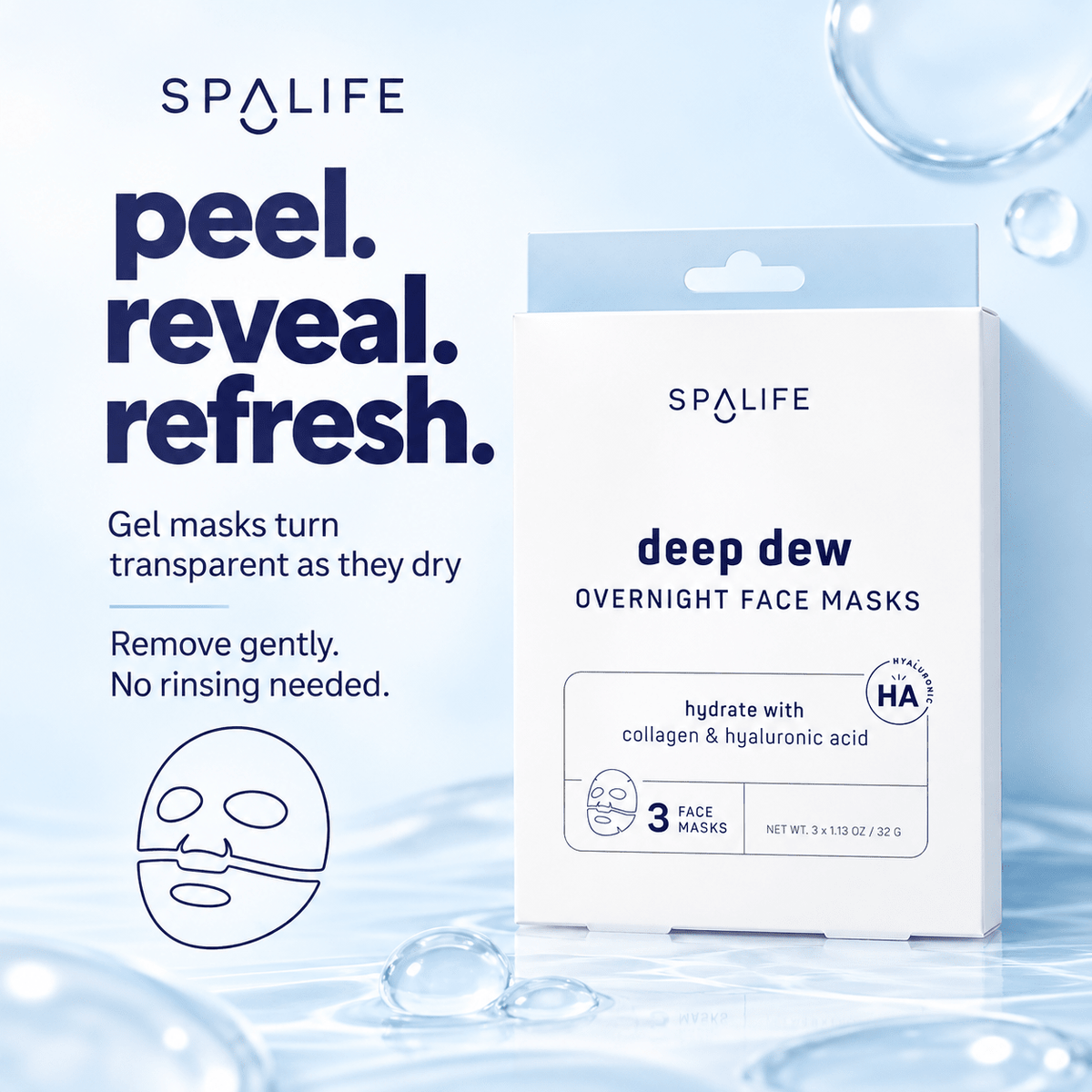 Deep Dew peelable gel masks turn transparent and need no rinse