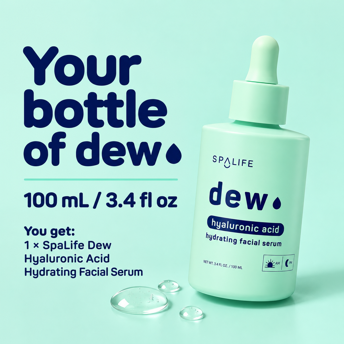 SpaLife Dew Facial Serum contents infographic