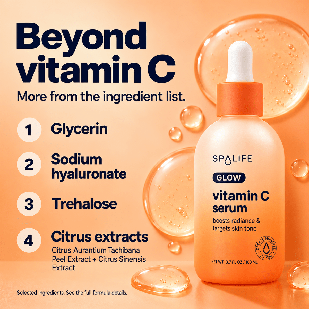 SpaLife Glow Vitamin C Serum 100 mL: Additional formula detail