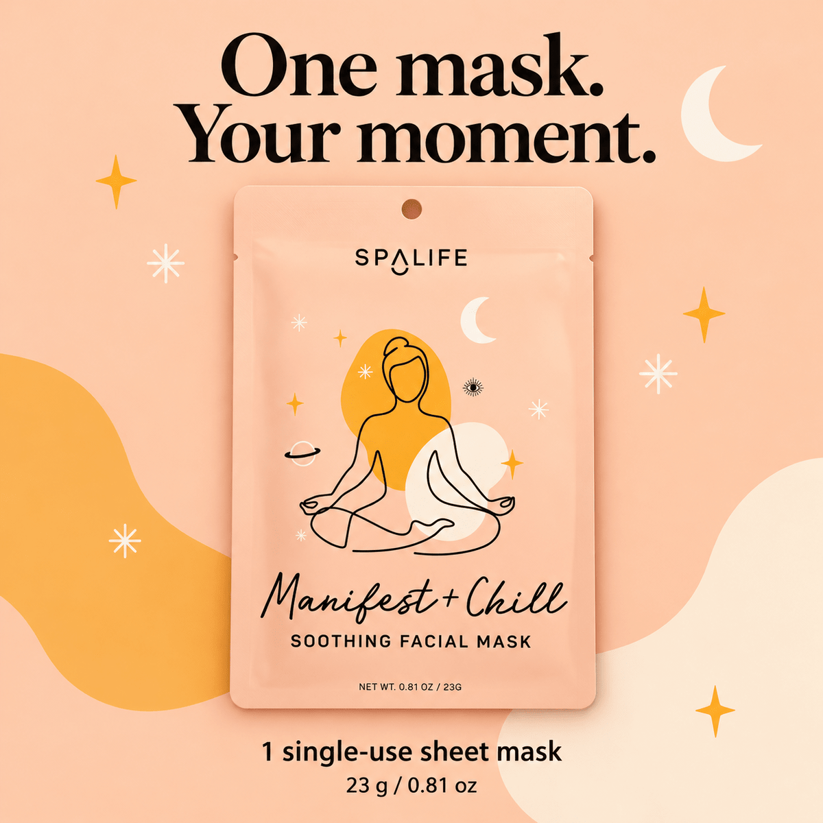 One SpaLife Manifest + Chill sheet mask, 23 g / 0.81 oz