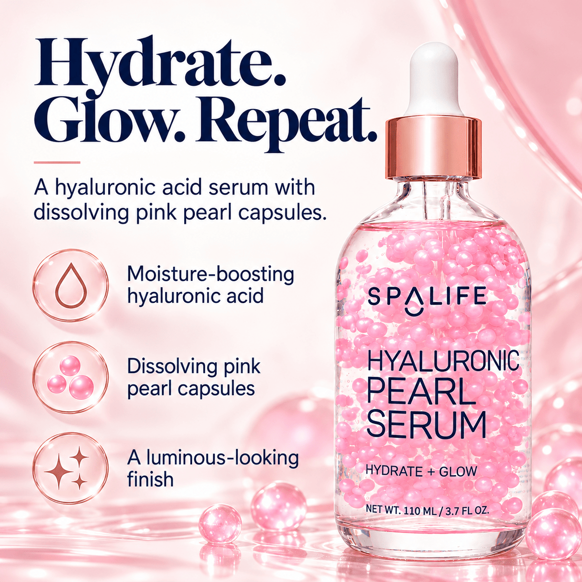 SpaLife Hyaluronic Pearl Serum hydration and luminosity benefits