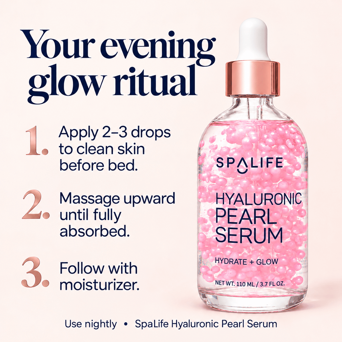 How to use SpaLife Hyaluronic Pearl Serum at night