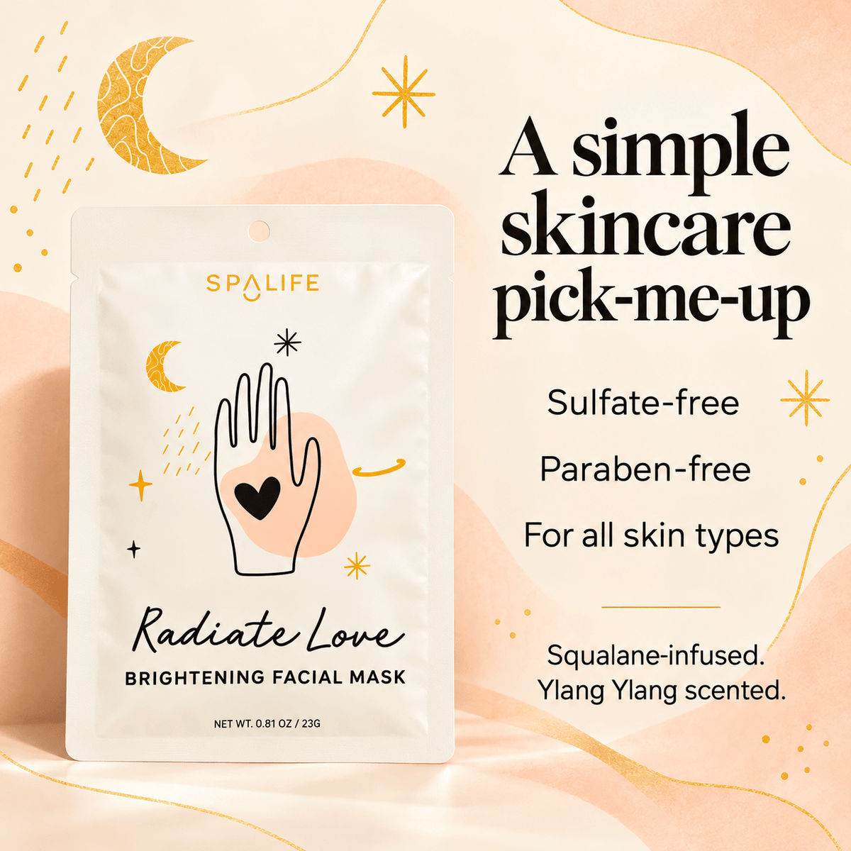 SpaLife Radiate Love sulfate-free and paraben-free facial mask
