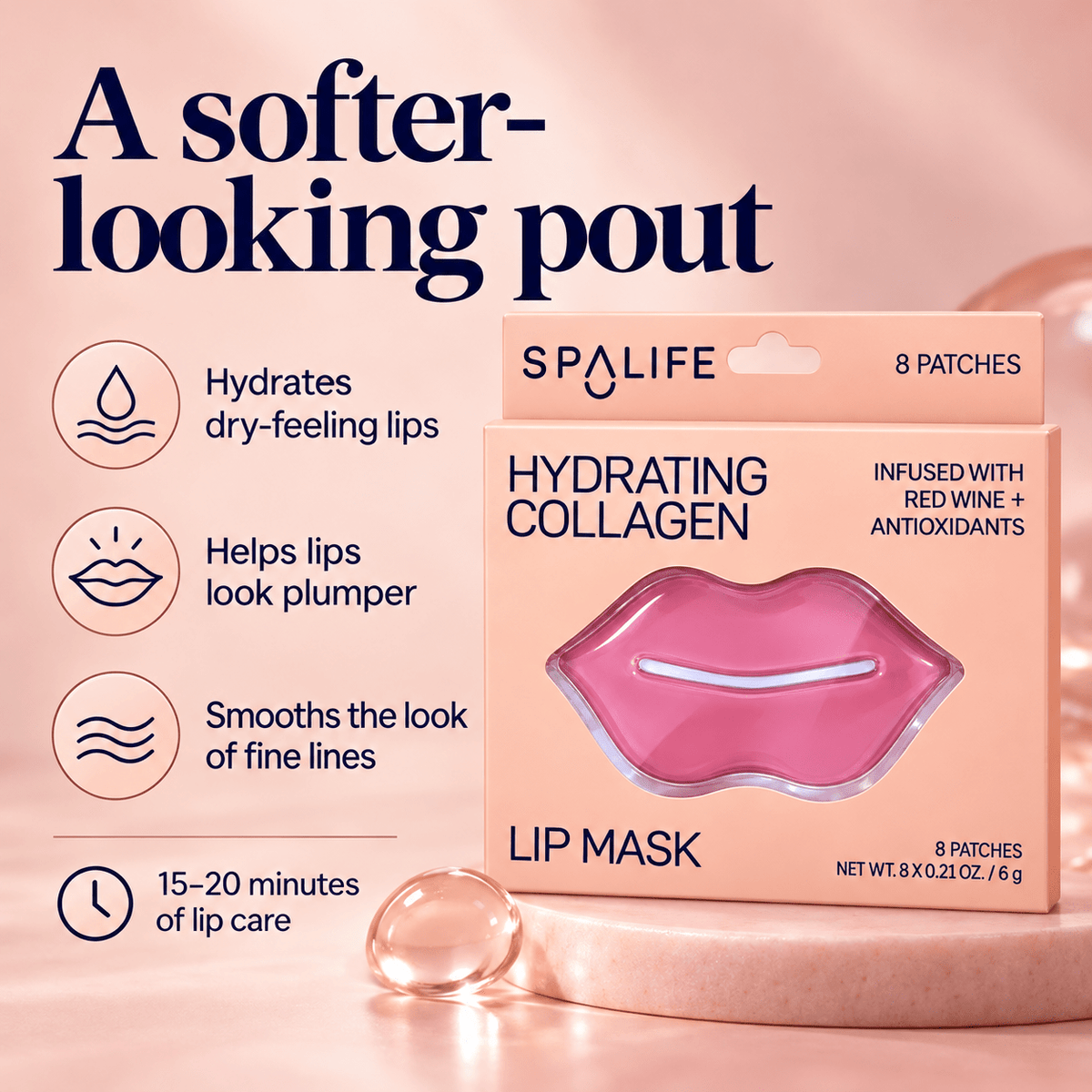SpaLife Collagen & Red Wine Lip Masks β benefits