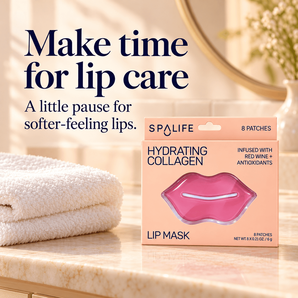 SpaLife Collagen & Red Wine Lip Masks β lifestyle