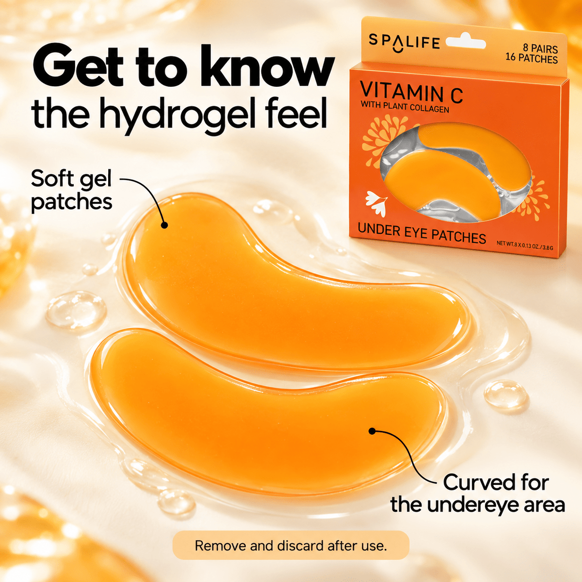 SpaLife Vitamin C Hydrogel Eye Patches 8 pairs - hydrogel format