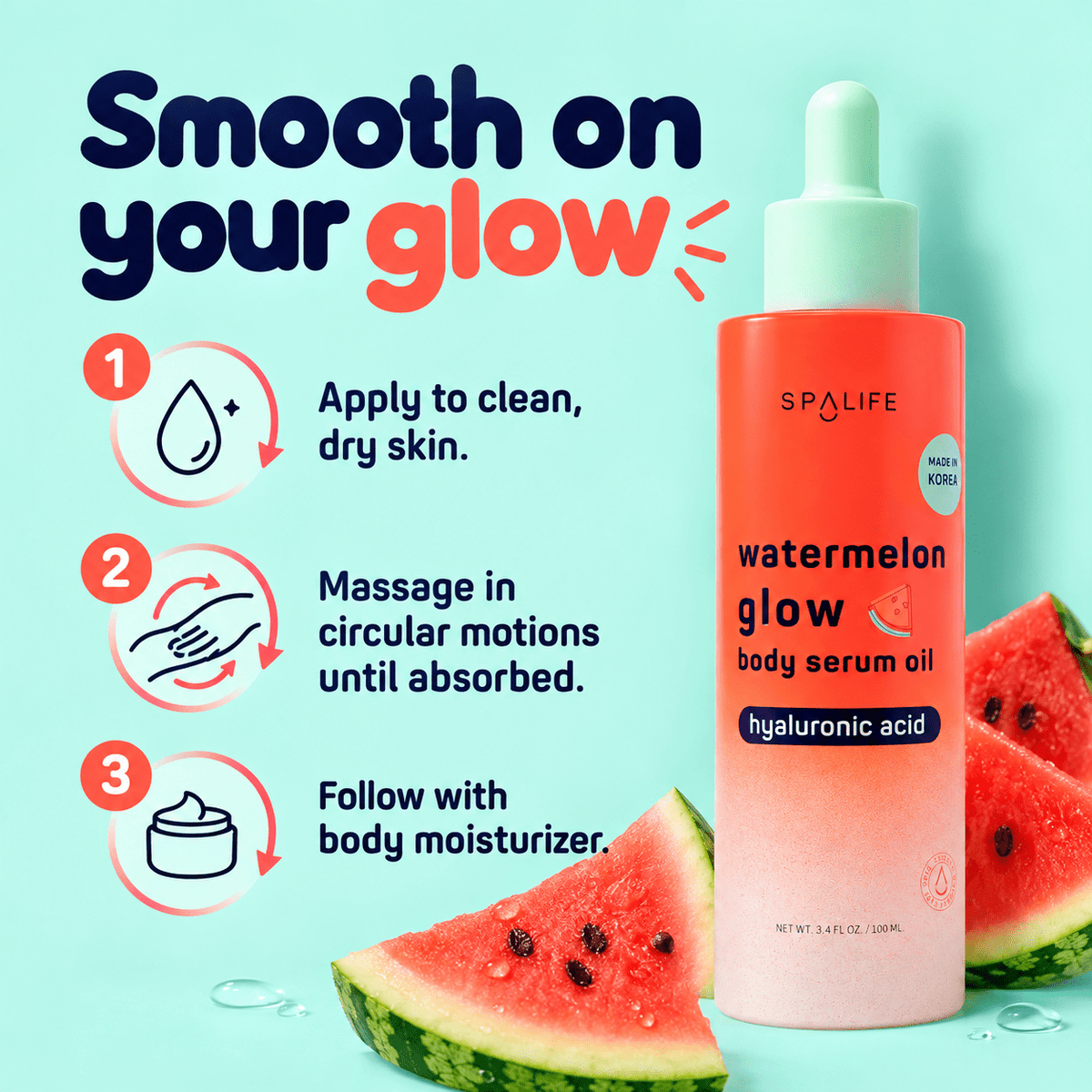 How to apply Watermelon Glow body serum oil