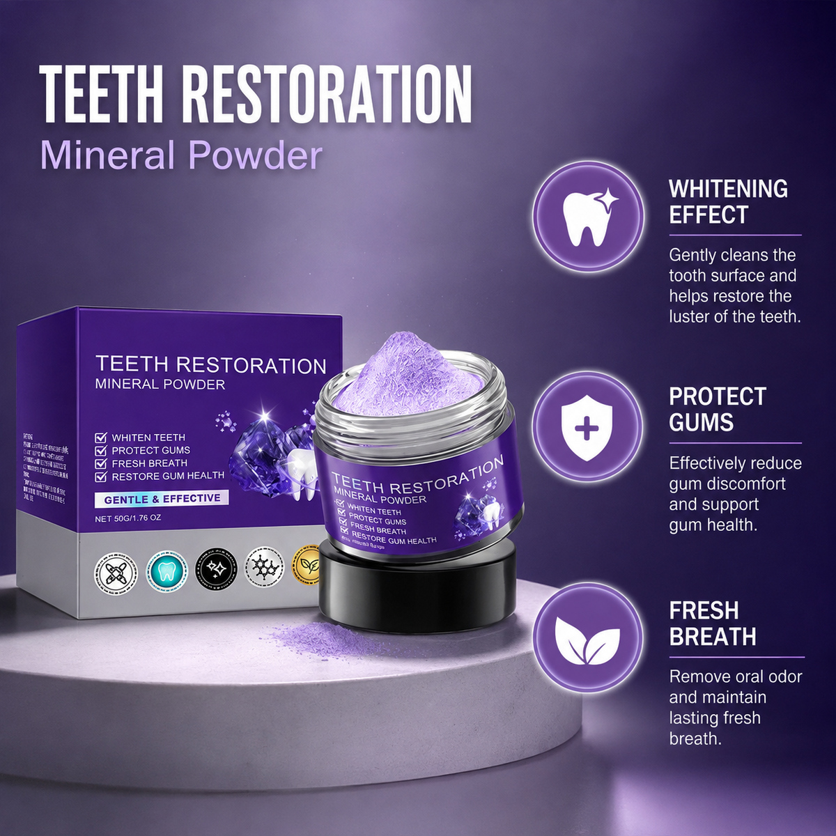 Teeth Restoration Mineral Powder for Yellow Teeth & Stains