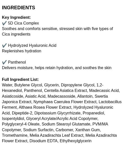 Torriden BALANCEFUL mask full ingredient list and key ingredient explanations