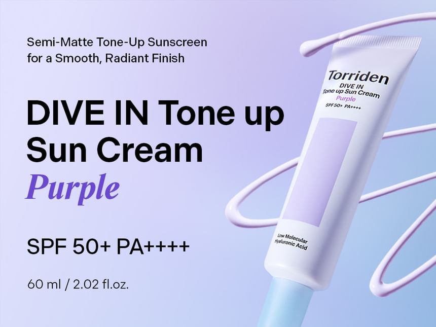 Torriden Purple Tone Up Sun Cream: Overview English source panel