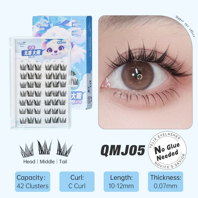 YELIX Lashes Pre-Glued Cluster Lashes No Glue