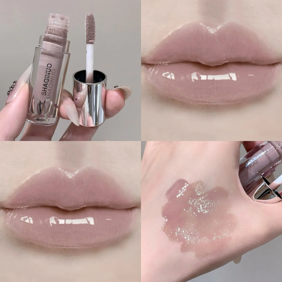 SHAQINUO Water Light Mirror Lip Gloss Long Lasting Lip Oil